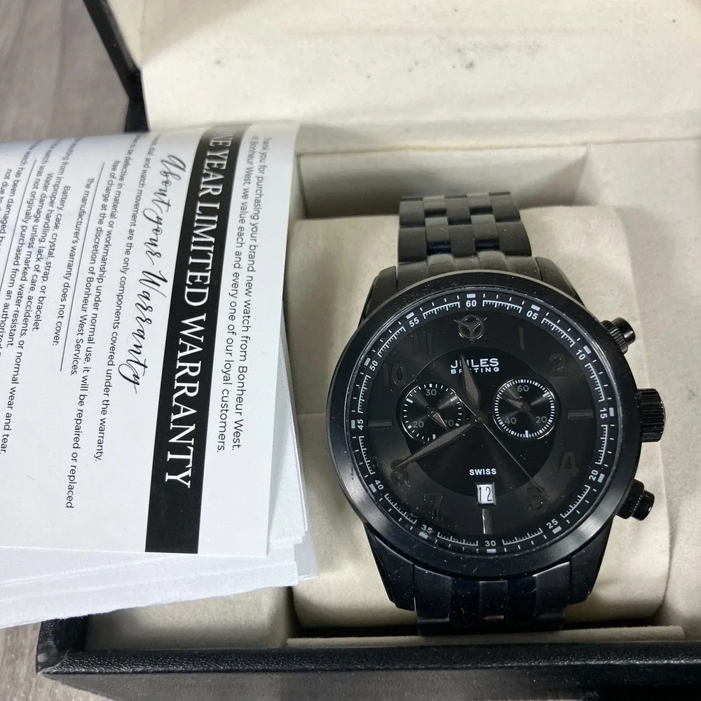 Jules Breting Geidi Prime Ion Plated Black Swiss‎ Chronograph Quartz 46 mm